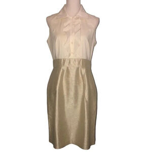 Eliza J New York Sz 10 Women's Cream & Beige Ruffle Cotton Blend Dress